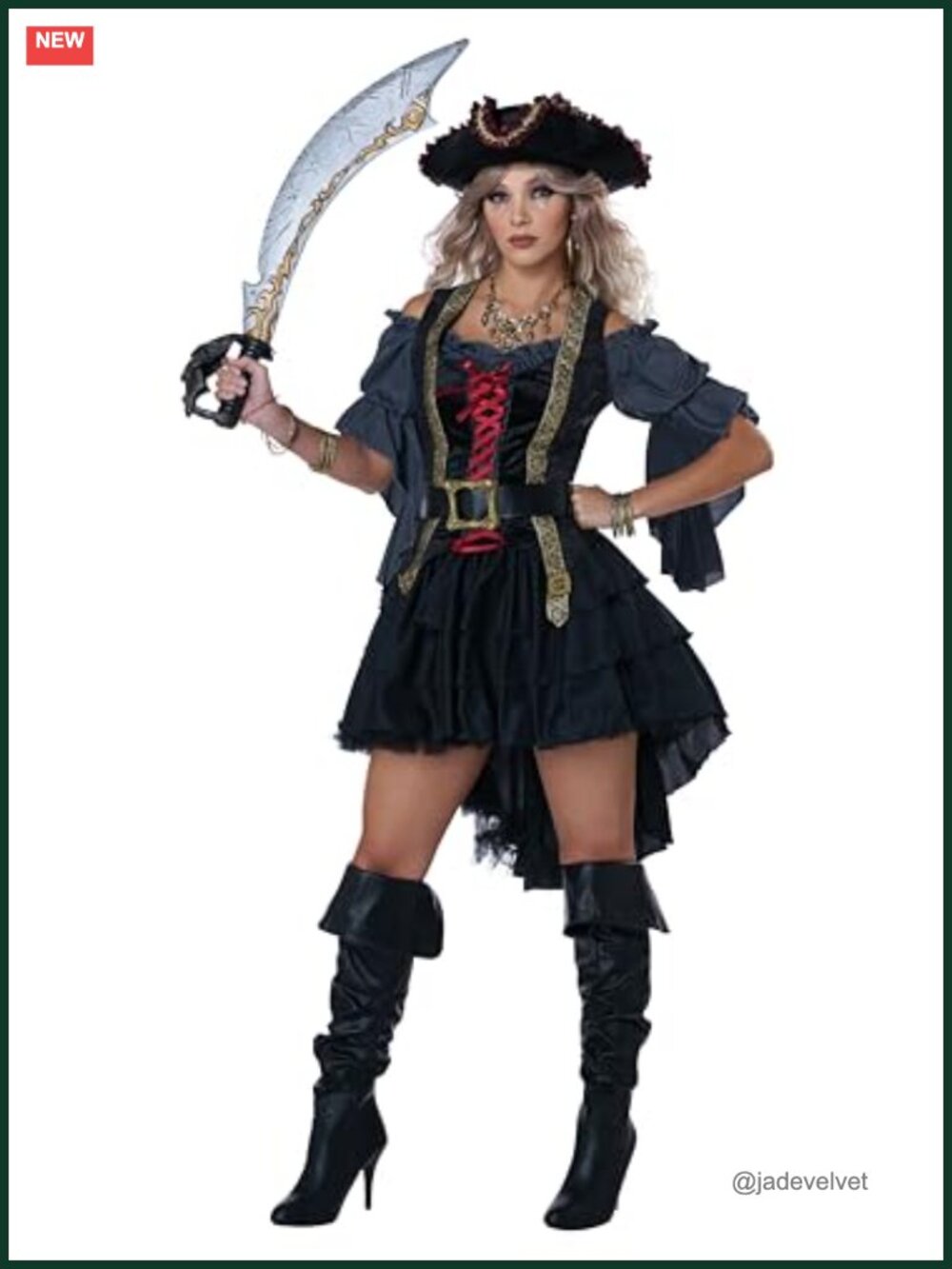 Sexy Pirate Costume for Women - Includes Top, Skirt, Corset Vest, Hat, Belt -